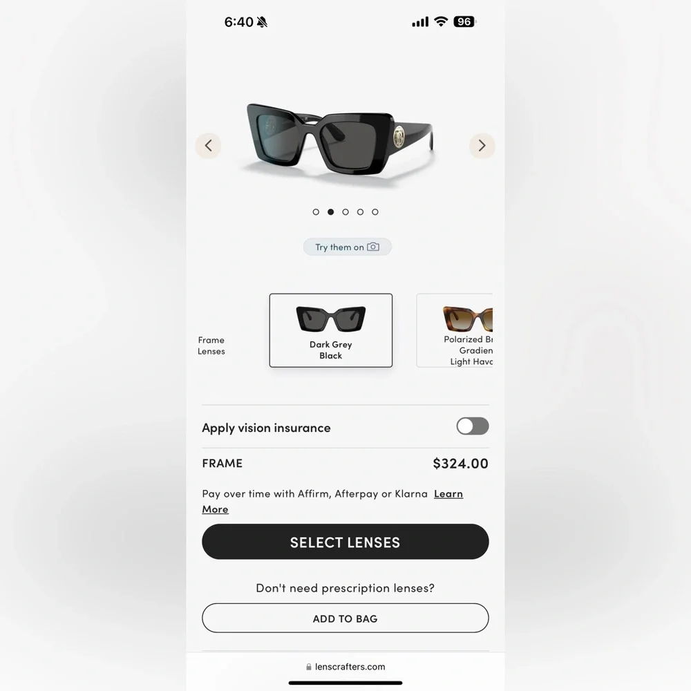 Burberry Black Cat-Eye Sunglasses with Brown Case